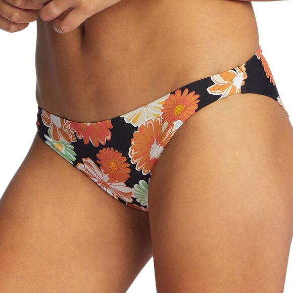 NWT Roxy Beach Classics Black Floral Cheeky Bikini Bottoms - Picture 3 of 6